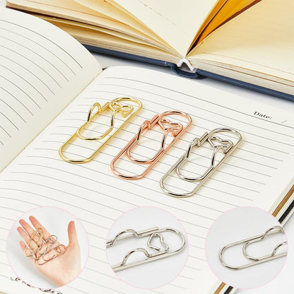 6Pcs 3 Colors Heart Pen Clip Metal Pencil Clips Multifunctional Rose Gold Silver Carbon Steel Paperclip