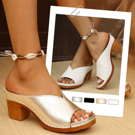 🌸Summer Hot Sale 49%OFF🌸Chunky Heel Slip-on Platform Sandals