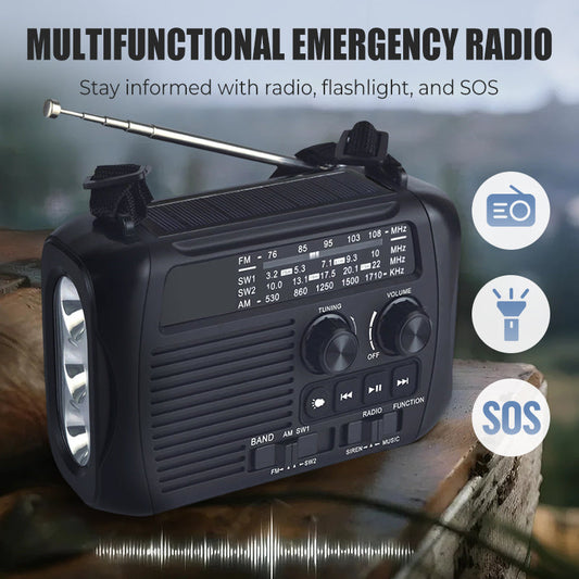 Multi-Function Hand-Crank Solar Emergency Radio
